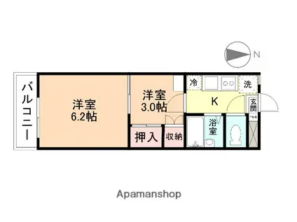 メゾン八尾(2K/3階)の間取り写真