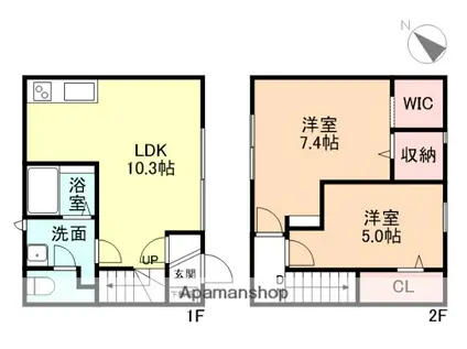 カサーレ蓮町 Ⅰ棟(2LDK/2階)の間取り写真