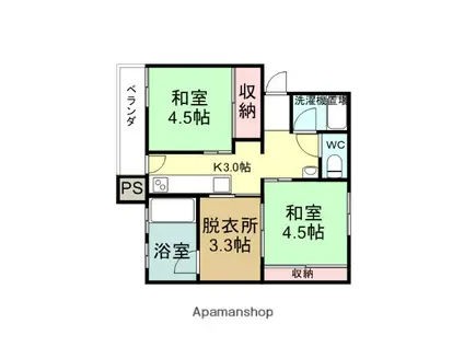 蓮町ヒルズA(2K/1階)の間取り写真