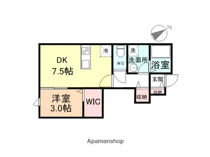 フィオーレ西長江(1DK/1階)の間取り写真