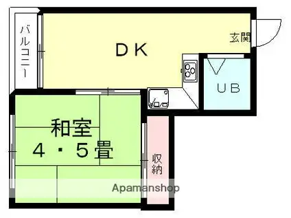 コーポ本町196(1K/3階)の間取り写真