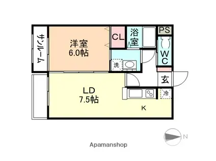 ヴィーア・ラッテアⅡ(1LDK/2階)の間取り写真