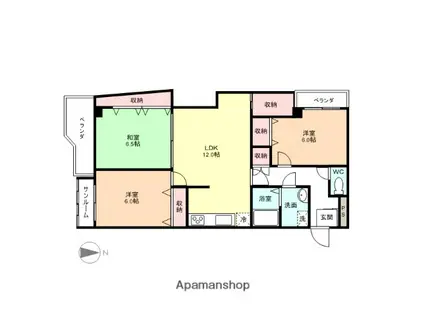 ヴィーア・ラッテアⅠ(3LDK/2階)の間取り写真