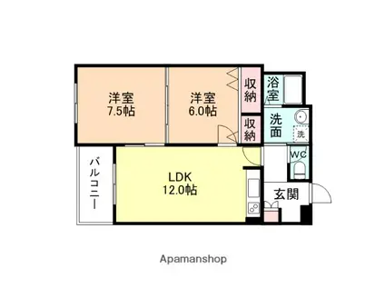 ハートフルマンションTRES(2LDK/2階)の間取り写真