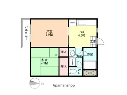 コーポ浅野(2K/2階)の間取り写真