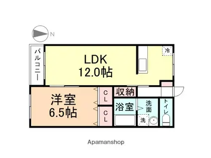 エクセルヒルズD(1LDK/1階)の間取り写真