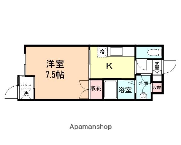 サンライズ呉羽茶屋町(1K/3階)の間取り写真