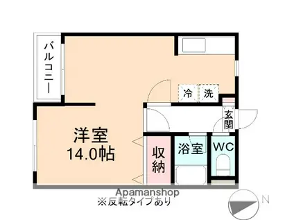 グリーンハイム ユー&ユー(ワンルーム/1階)の間取り写真