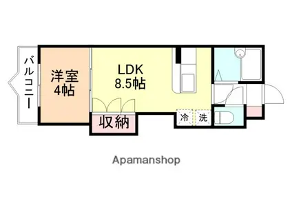 コスモ早稲田(1LDK/1階)の間取り写真