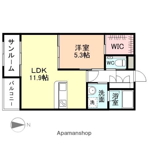 ラ・テール(1LDK/2階)の間取り写真