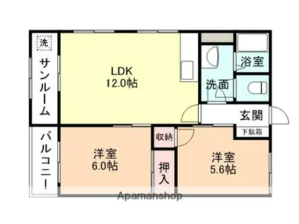ライフコート(2LDK/2階)の間取り写真