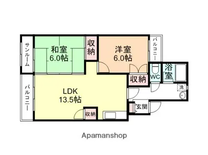 インペリアルハイツ(2LDK/4階)の間取り写真