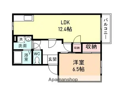 シャルム南(1LDK/1階)の間取り写真