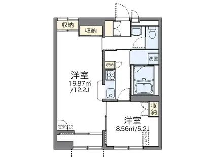 レオパレスシェルテニナガワ(1LDK/1階)の間取り写真
