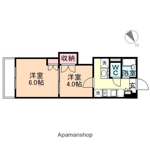 レジデンスカープ富山(2K/4階)の間取り写真