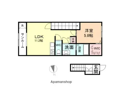 LE LIEN NAGAE(1LDK/2階)の間取り写真