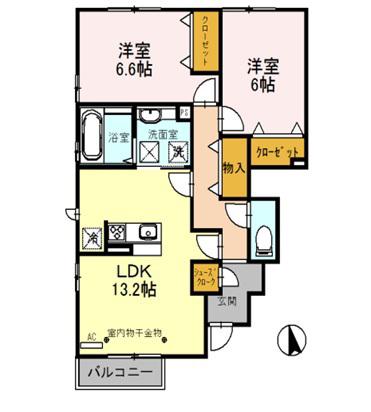 サンシャイン上冨居ⅡA(2LDK/1階)の間取り写真