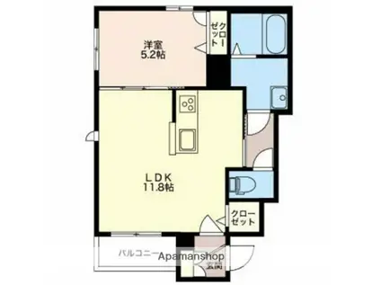 クレスティーク(1LDK/1階)の間取り写真