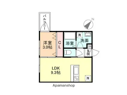 TRES神通(1LDK/3階)の間取り写真