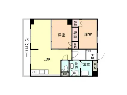 飯山ビル(2LDK/4階)の間取り写真