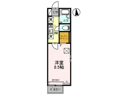 セジュール清風Ⅱ(1K/1階)の間取り写真