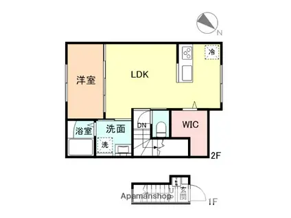 EDGEMOMENT下堀 A棟(1LDK/2階)の間取り写真
