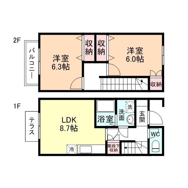 メゾンボヌール(2DK)の間取り写真