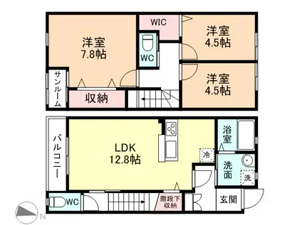 ナチュラルヴィレッジ町村Ⅱ A棟(3LDK)の間取り写真