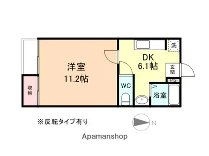 ティーハウスⅠ(1DK/1階)の間取り写真