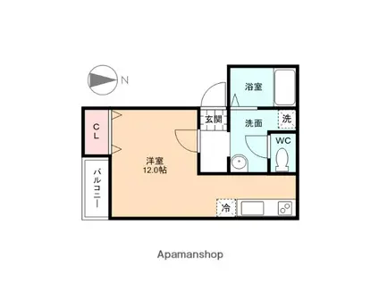 プライムコートA棟(1K/1階)の間取り写真