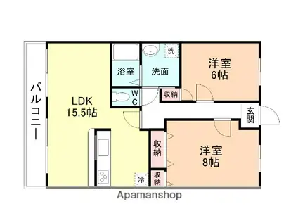 ハートフルマンション アークONE(2LDK/1階)の間取り写真
