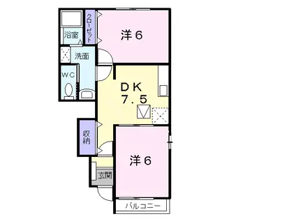 ポタミオンⅡ(2DK/1階)の間取り写真