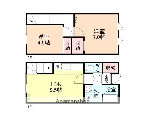 CASA MODENA(2DK/1階)の間取り写真