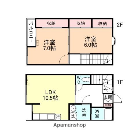 メゾネットさくら(2LDK/1階)の間取り写真
