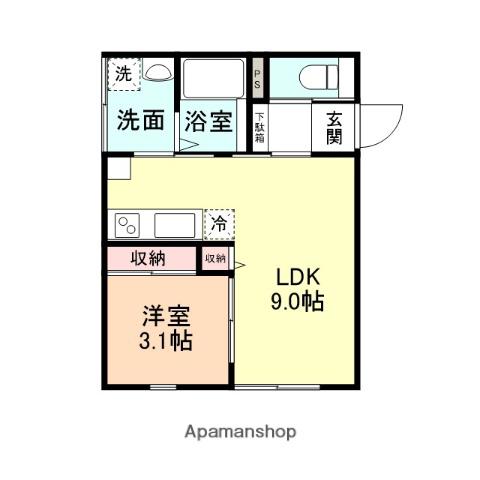 CLOVER MOTOSHINMACHI(1LDK/2階)の間取り写真