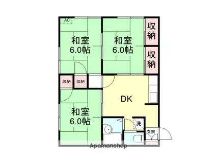 マンションなかむら(3DK/1階)の間取り写真