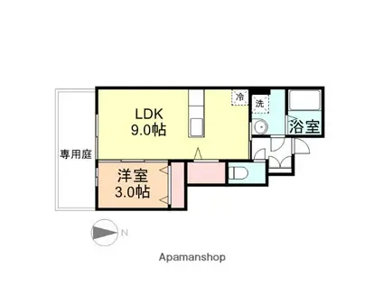 HALF AND HALF(1LDK/1階)の間取り写真