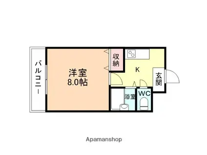 東太閤山モーニングハイツ21(1K/1階)の間取り写真