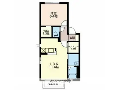 ヴォアソルテ・J(1LDK/2階)の間取り写真