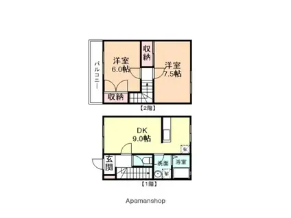 ロイヤルコート壱番館(2DK/1階)の間取り写真