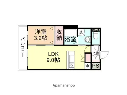 駅南コーポラス(1LDK/2階)の間取り写真