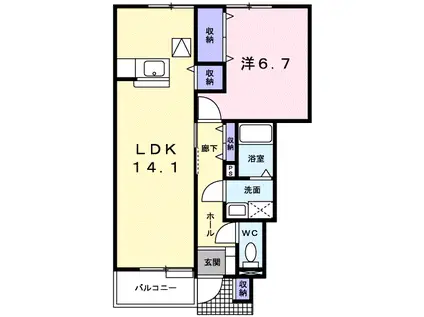 ラシーヌ1(1LDK/1階)の間取り写真