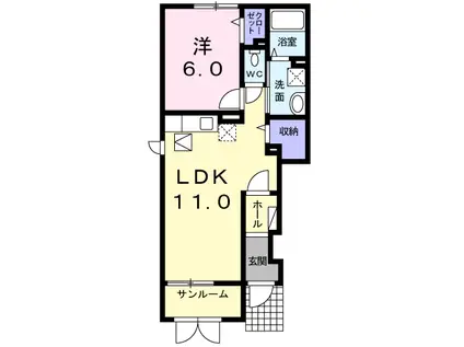 シェル・アンジュA(1LDK/1階)の間取り写真