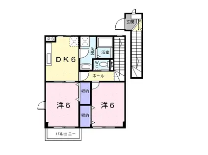 セードルΑ(2DK/2階)の間取り写真