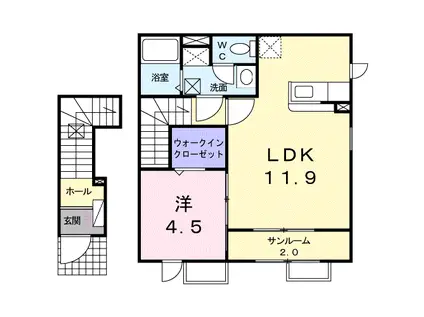 カーサジェルミナ(1LDK/2階)の間取り写真