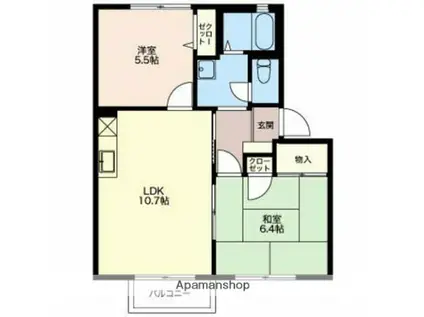 ロジュマン園(2LDK/2階)の間取り写真