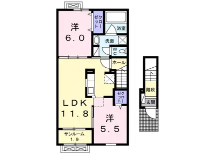 タカオカ・シュロス(2LDK/2階)の間取り写真