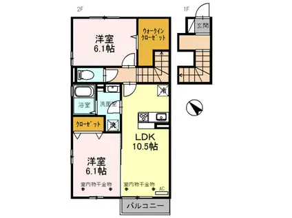 D-ROOM片口(2LDK/2階)の間取り写真