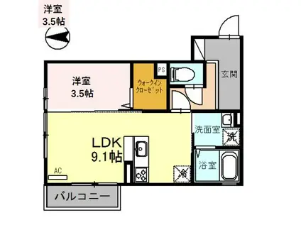 セリシール大樹(1LDK/2階)の間取り写真