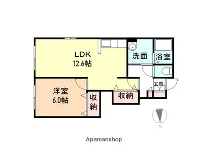 メゾン・ファミーユⅡ B棟(1LDK/1階)の間取り写真